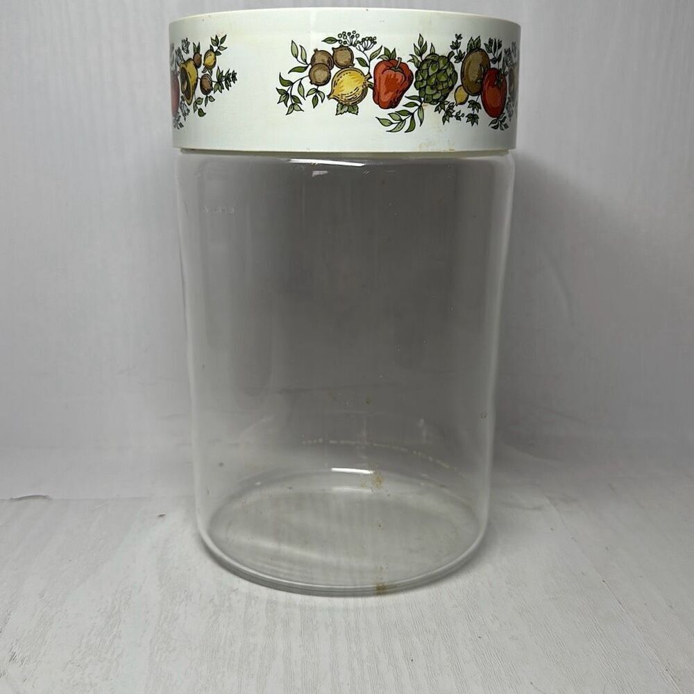 Vintage Pyrex Corning Ware Spice Of Life Stackable Glass Canister & Lid‎ 7.5”
